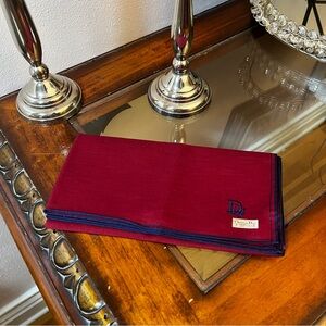 DIOR Vintage Bandana/Handkerchief/Neckerchief/Neckwear -RED/Navy silk Embroidery
